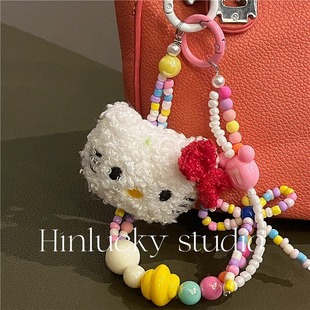 Plush Cartoon KT Cat Removable Mobile Phone Case Hand Carrying Wrist Lanyard Chain Drop-Resistant Cartoon Internet Popular Cute Mobile Phone