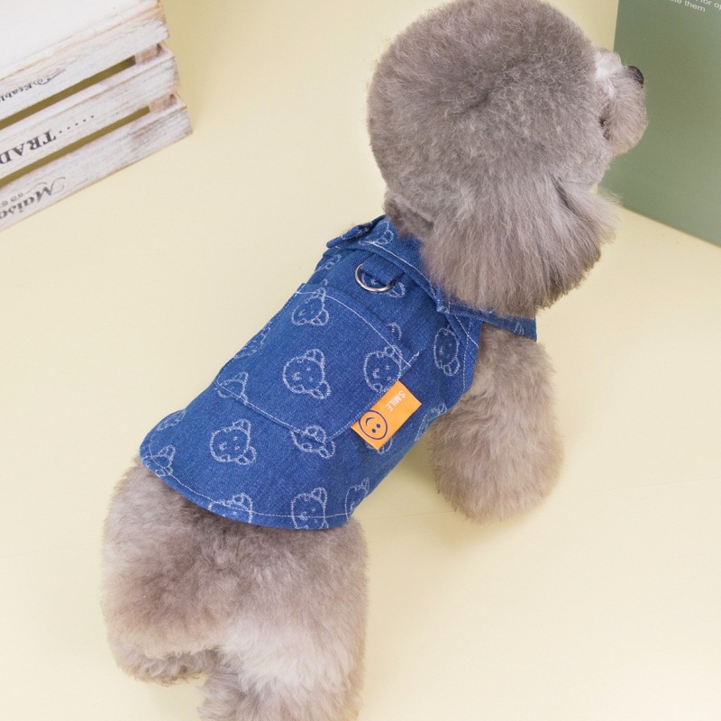 Hübsches Jeanskleid Für Kleine Hunde Und Katzen Mit Geschirr_voghion.com