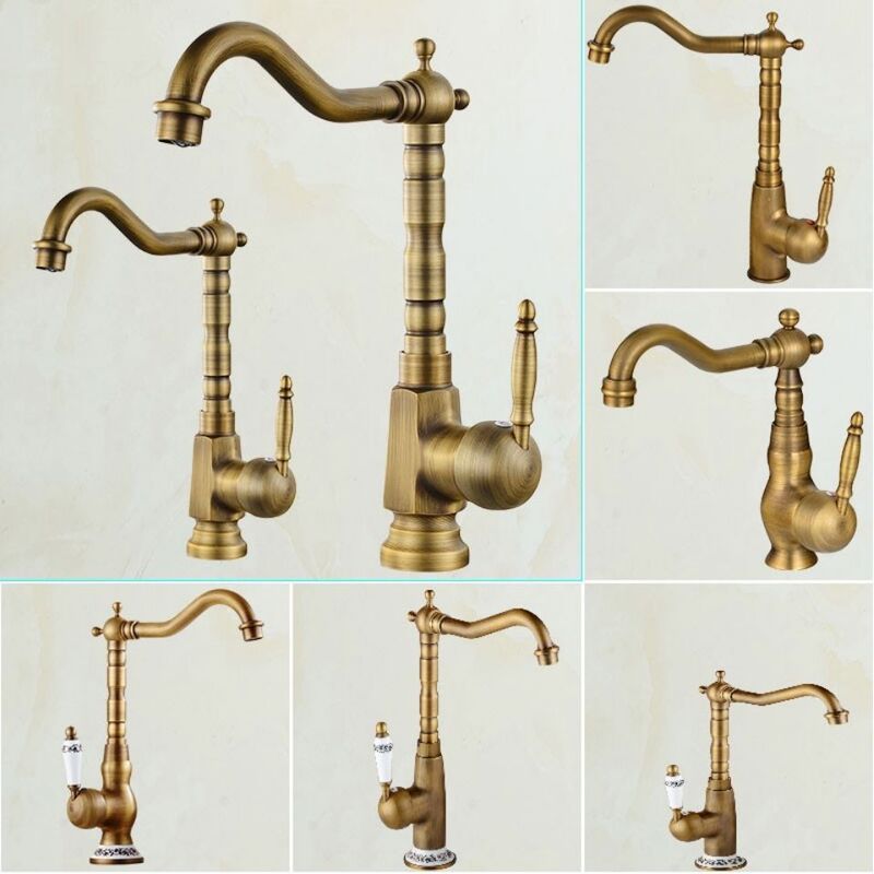 Copper Retro Mid-Century Style Bamboo Single Hot and Cold Kitchen Faucet Balcony Wash Basin Outdoor Antifreeze Washing Machine Connection