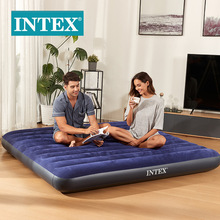 INTEX64755深蓝色植绒充气床垫 户外野营充气床 车载气垫床批发