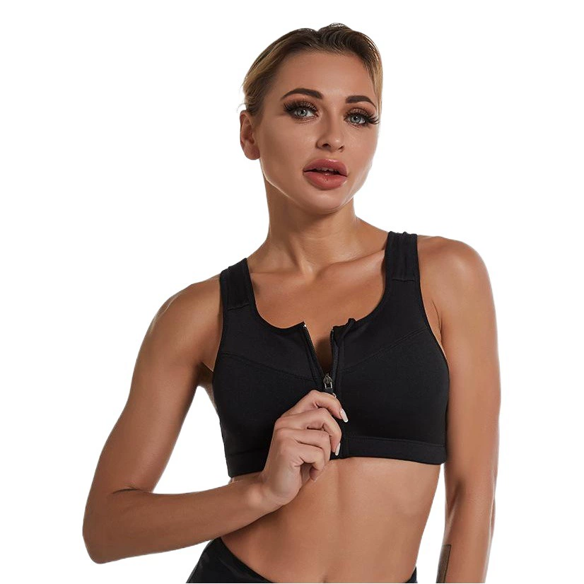 Спортивный бюстгальтер на молнии спереди без стального кольца, собранный для йоги, фитнеса, противоударное женское нижнее белье для бега, красивый жилет, большие размеры