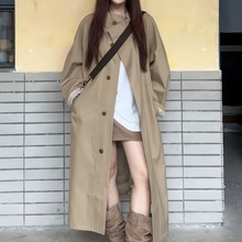 2025中长款过膝大衣外套女秋冬款新款立领宽松大码显瘦设计感风衣