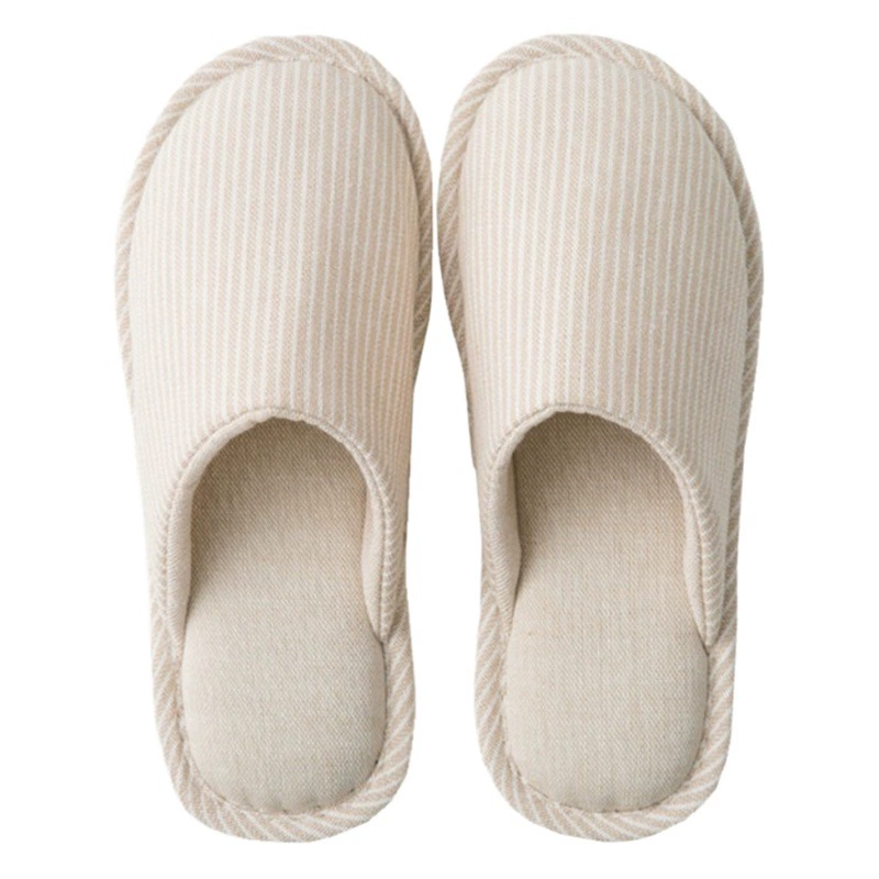 Четырехсезонные домашние тапочки из хлопка и льна в японском стиле для женщин, для домашнего использования осенью и зимой для пар, нескользящие хлопковые тапочки с мягкой подошвой для мужчин.