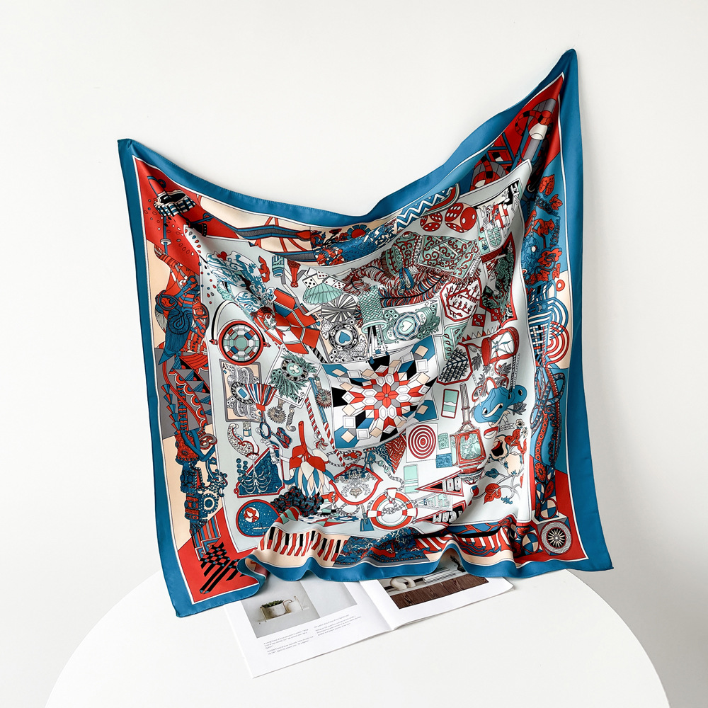 Retro Seidenschal Quadratisch Für Damen Leichtes Halstuch_voghion.com