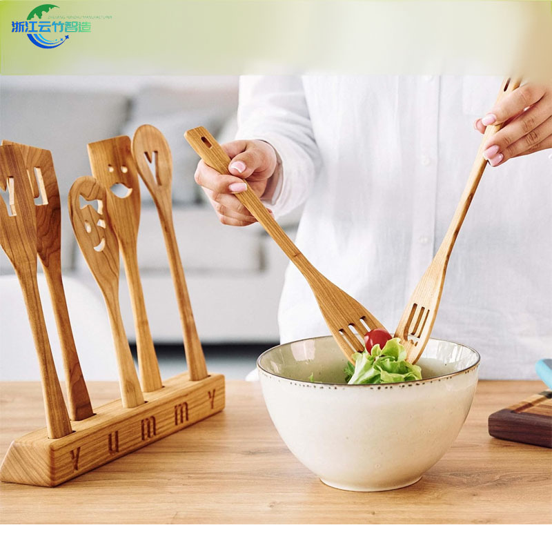 Amazon explotó la pala de bambú transfronteriza sonrisa con un conjunto de utensilios de cocina con una pala de bambú con un conjunto de pala de bambú con un diseño modificado