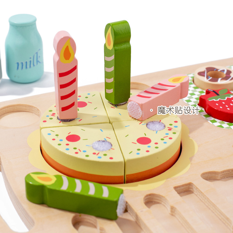 Té de la tarde en 3D de madera para niños, dim sum, cocina, barbacoa, juego de la casa, rompecabezas de comida tridimensional, juguetes de educación temprana