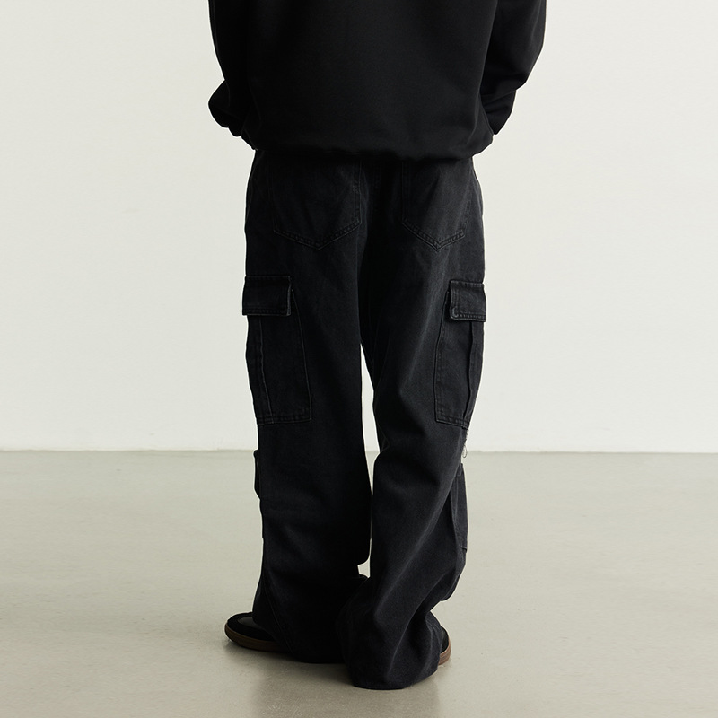 Pantalones cargo estilo americano UNF para hombre, otoño-invierno 2024, nuevos, lavados, vintage, multibolsillos, holgados, de marca original, jeans de moda.
