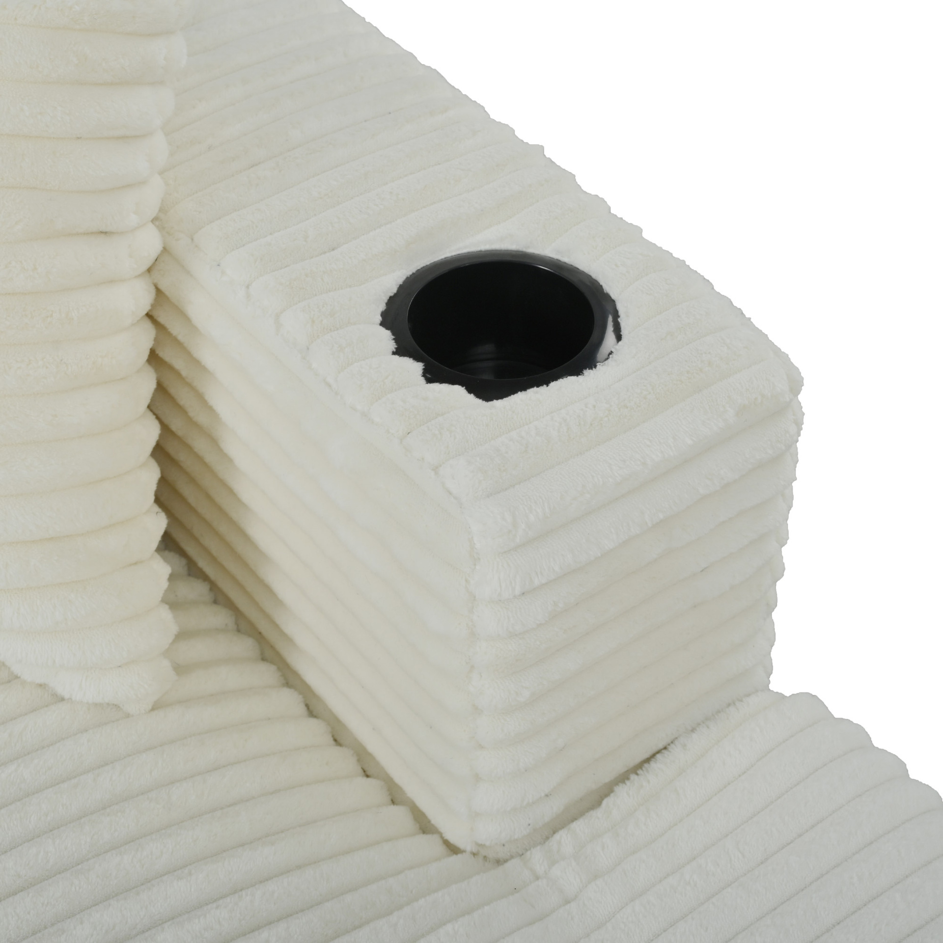 Cream Sands moderna mini sala de estar ultra ancha sentada profunda línea recta suave plum mat sofá de tela image 2