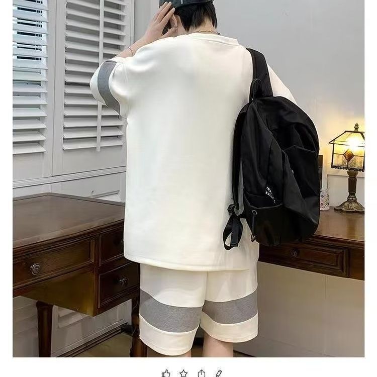 Pantalones cortos de seda de hielo traje de verano de los hombres estudiantes de secundaria delgada guapo deportes pantalones cortos casuales traje de dos piezas