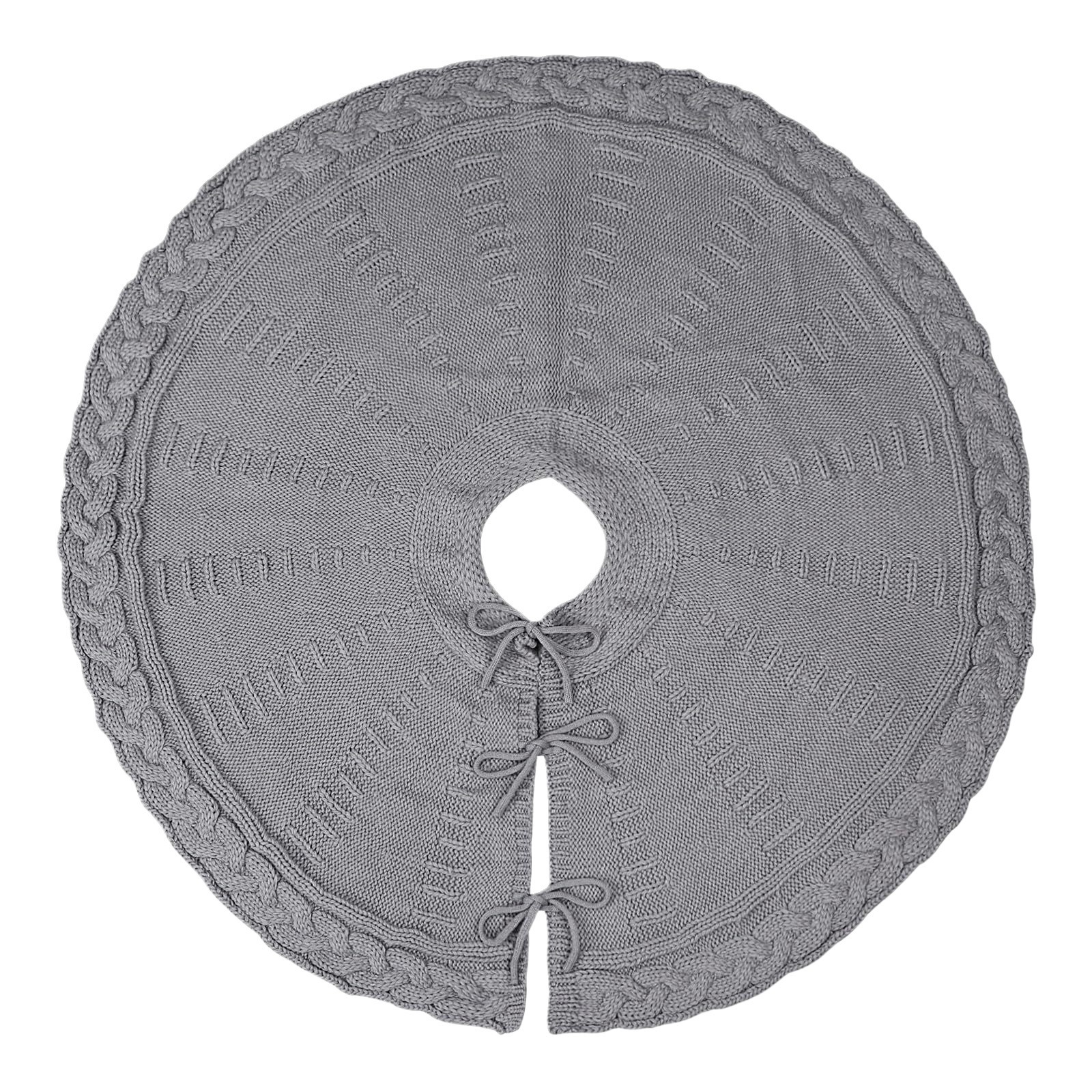 Nuevo producto transfronterizo falda de árbol de punto de Navidad delantal de árbol de Navidad de punto gris adorno de árbol de Navidad ambiente festivo