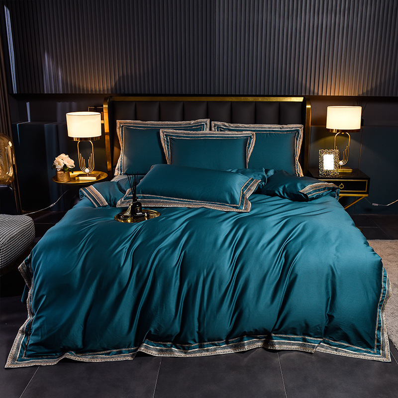 100 algodón australiano largo algodón satin homenaje bordado cuatro piezas set de algodón desnudo cama cama cama de gama alta