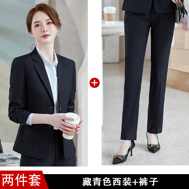 女性用黒スーツ、春秋プロフェッショナルフォーマルスーツ、高級公務員職場面接作業服|undefined