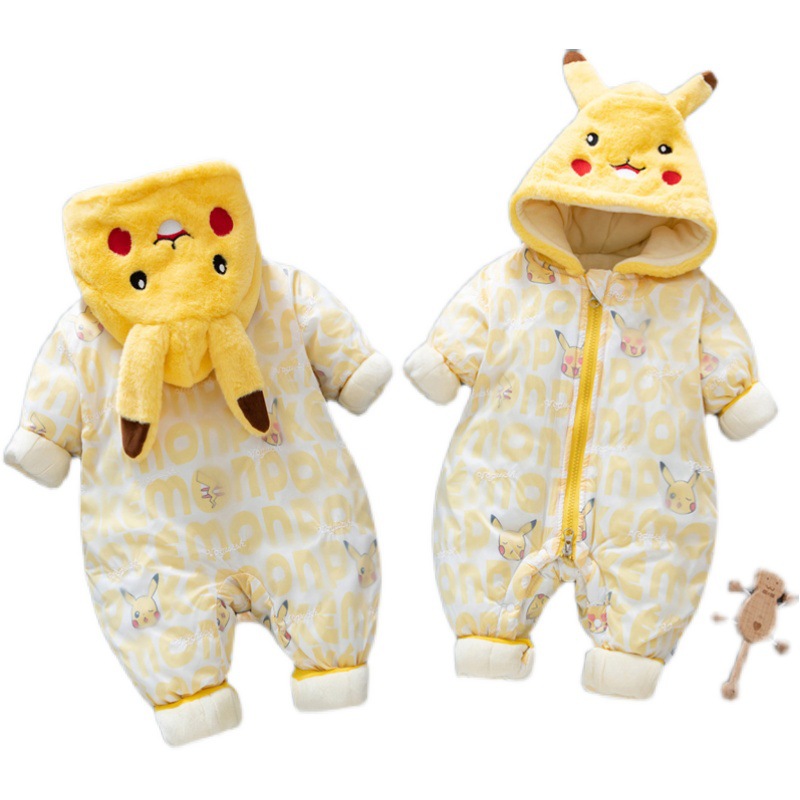 Bebé masculino y femenino engrosado ropa de salida con forro polar acolchado cálido abrigo de otoño e invierno bebé recién nacido mono de invierno con ropa