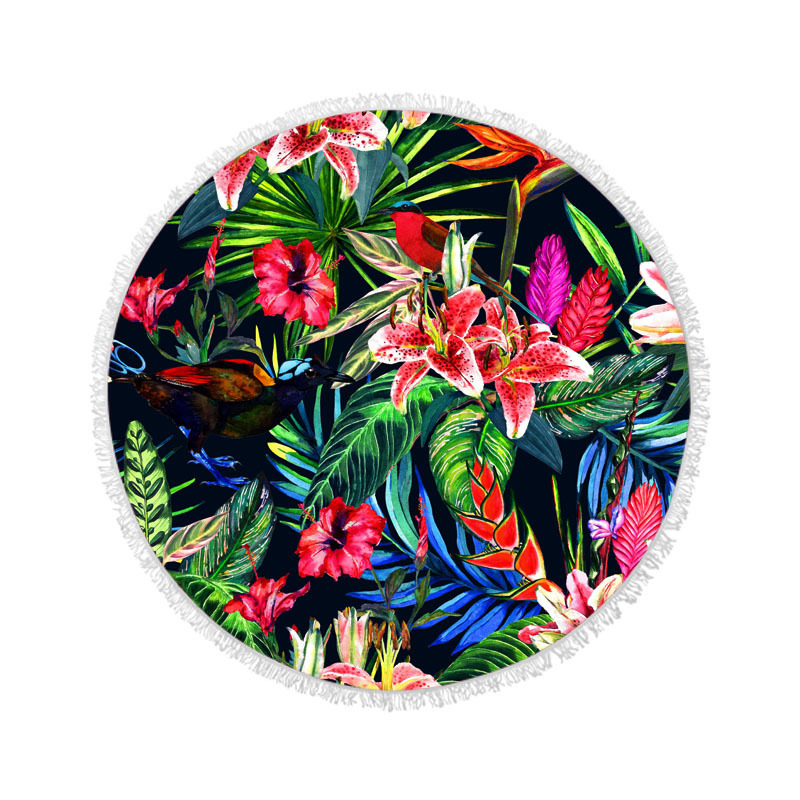 Toalla de playa europea y americana microfibra borla redonda Toalla de playa Toalla de baño de playa borla redonda Toalla de playa