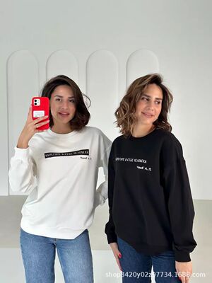 Утепленный удерживающий тепло свитшот с круглым воротником, изысканный стиль, оверсайз