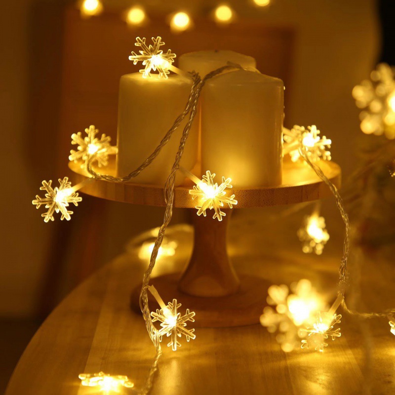 LED cadena de luz de Navidad Papá Noel Snowman Snowflake Alce Lámpara de atmósfera de Navidad Decoración de árbol de Navidad Colgante de lámparas de colores