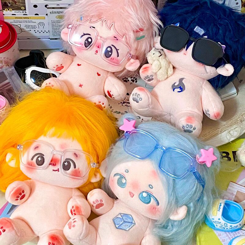 20cm 綿人形メガネインク黒、白、ピンク、ブルーのメガネ 20 センチメートル人形スター人形おもちゃアクセサリー|undefined