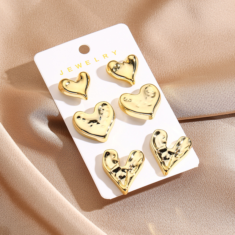 16g Weight Steel needle Ear Needle Material Ear Studs Classification 1 Set Quantity Daily Occasion CCB Material Geometric, Heart Shape Pattern All Seasons Season Women's Gender Plating Design Simple Style Style 1 Set Simple Style Geometric Heart Shape Plating CCB Ear Studs 4