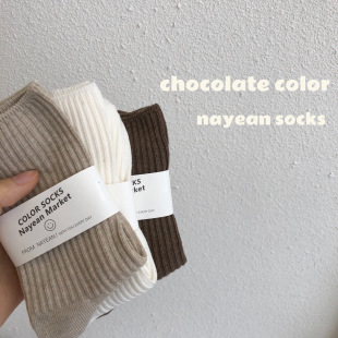 Nanye Socks Autumn and Winter New Simple Basic Pure Color Spinning Women's Mid-Calf Double-Needle Women's Socks Versatile Style