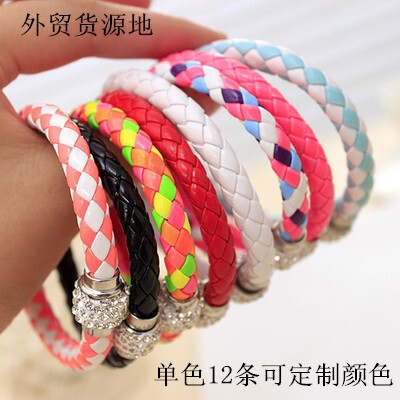 Amazon Explosions European and American Jewelry PU Leather Rope Woven Bracelet Couple Bracelet