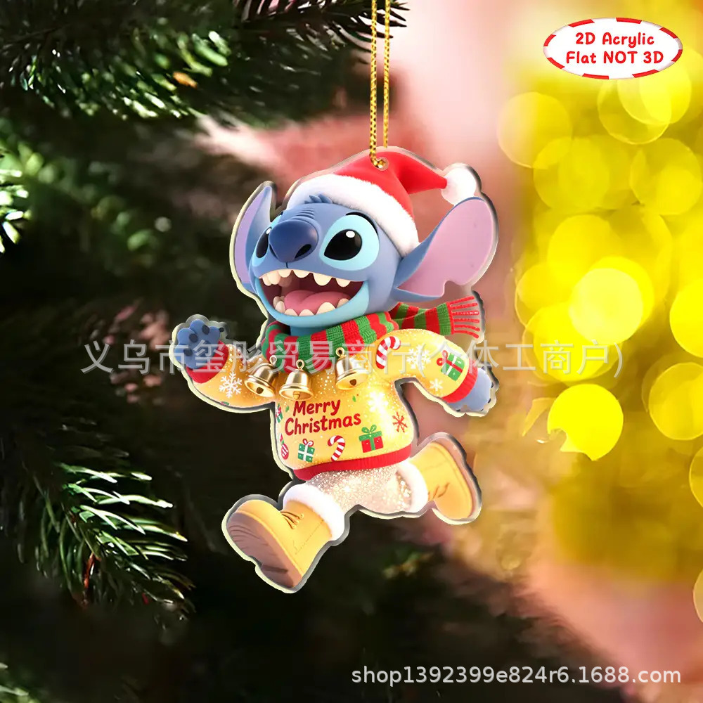 Transfronterizos temu Xiyin nuevo Stiltys decoración de Navidad decoración de automóviles colgante plano acrílico 2D lista
