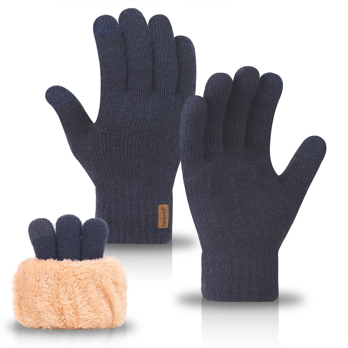 Iwarm cálidos guantes de pantalla táctil térmica de doble capa para hombres y mujeres de invierno con forro polar engrosado a prueba de frío al aire libre guantes de punto