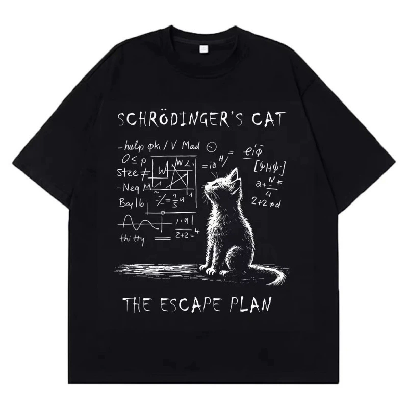 Футболка Ouma с принтом Schrödinger's Cat, чистый хлопок, унисекс S–XXXL