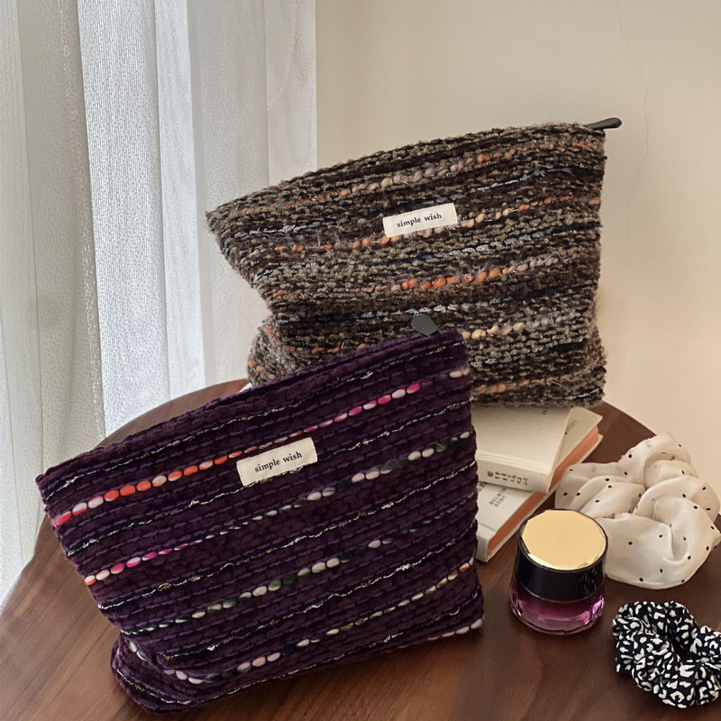 [Su Xi cloth bag] Retro ethnic style wool woolen tweed cosmetic bag handbag hand bag liner storage bag