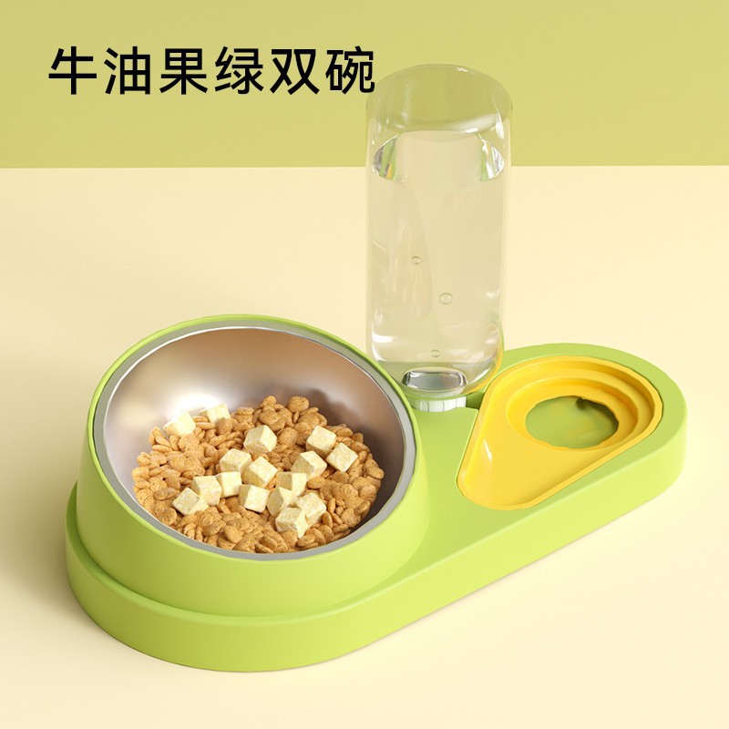 Nuevo tazón de perro de acero inoxidable de dibujos animados tazón para perros tazón de gato tazón doble tazón de fuente automática para beber tazón de fuente de agua para mascotas