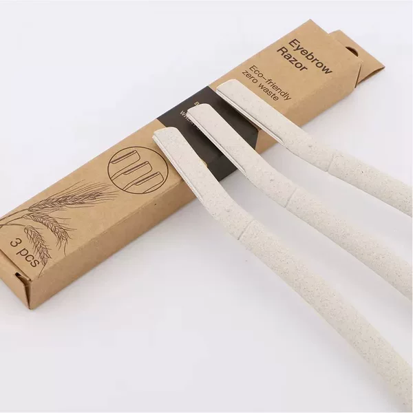 Natural Zero-Waste Eco-Friendly Biodegradable Stainless Steel Slant Blade Eyebrow Razor with Compostable Handle