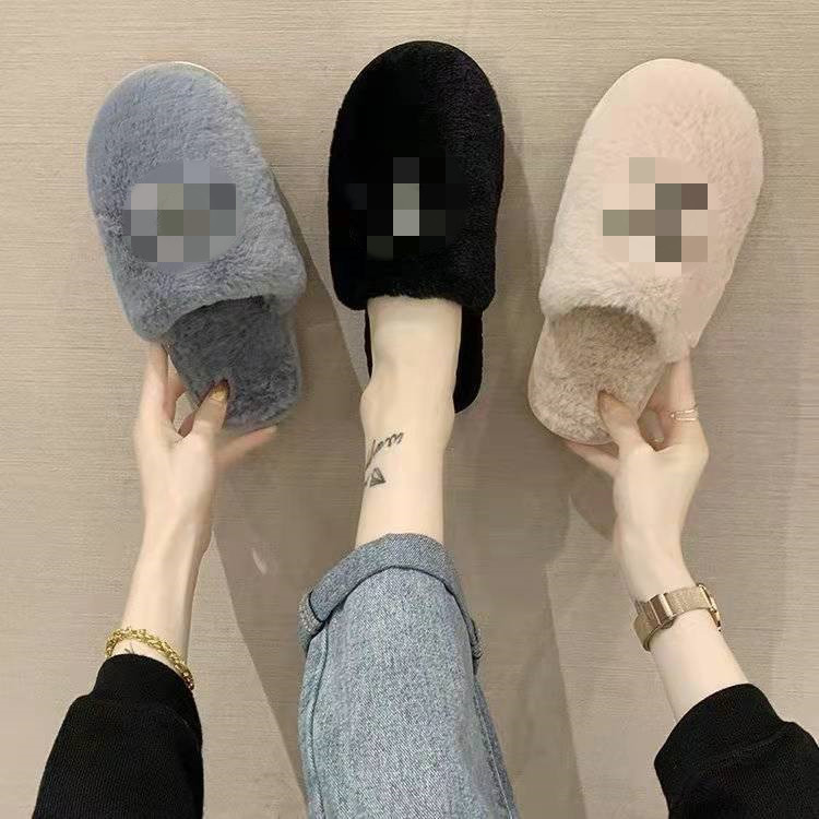 New Style Baotou Maomao Cotton Slippers Women's All-match Autumn and Winter Warm Slippers Home Bright Diamond Slippers Fashionable Outwear Women's Shoes