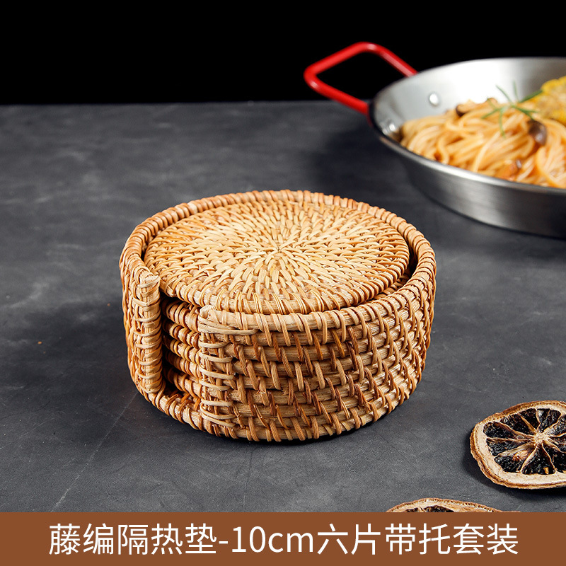 Cojín de aislamiento de caña vietnamita, almohadilla de mesa de comedor doméstica resistente a altas temperaturas, almohadilla de mesa china, almohadilla de taza de té, almohadilla de platos de comedor