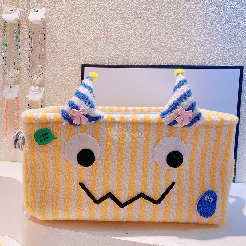 HD4154丑萌大眼睛收納桶小眾創意客廳臥室整理玩具零食雜物收納筐