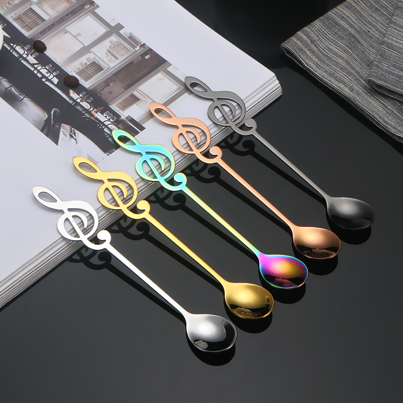 스테인레스 스틸 노트 스푼 커피 스푼 아이스크림 디저트 스푼 크리에이티브 커피 믹스 스푼 스푼 케이크 스푼 머그컵 아이스 스푼