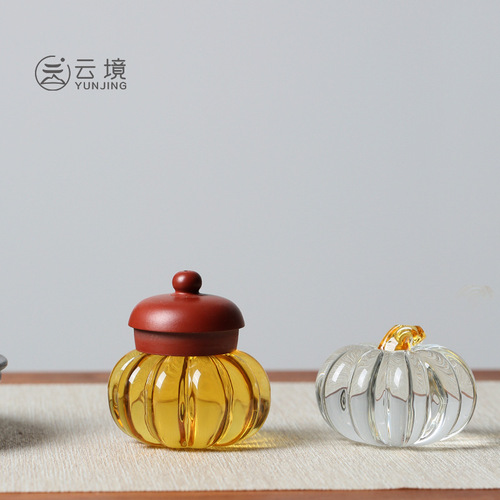 Creative Japanese-style glass lid teapot lid holder Simple and cute pumpkin tea pet ornaments