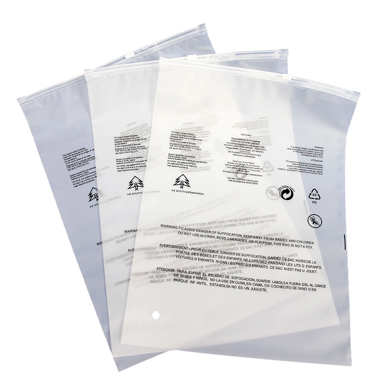 Bolsa de advertencia de PE con cremallera transfronteriza universal amazon transparente calcetines bolsa de ropa bolsa de sello