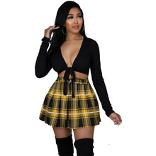 HX0229欧美英伦风百搭格子半身短裙学院风满满减龄短裙