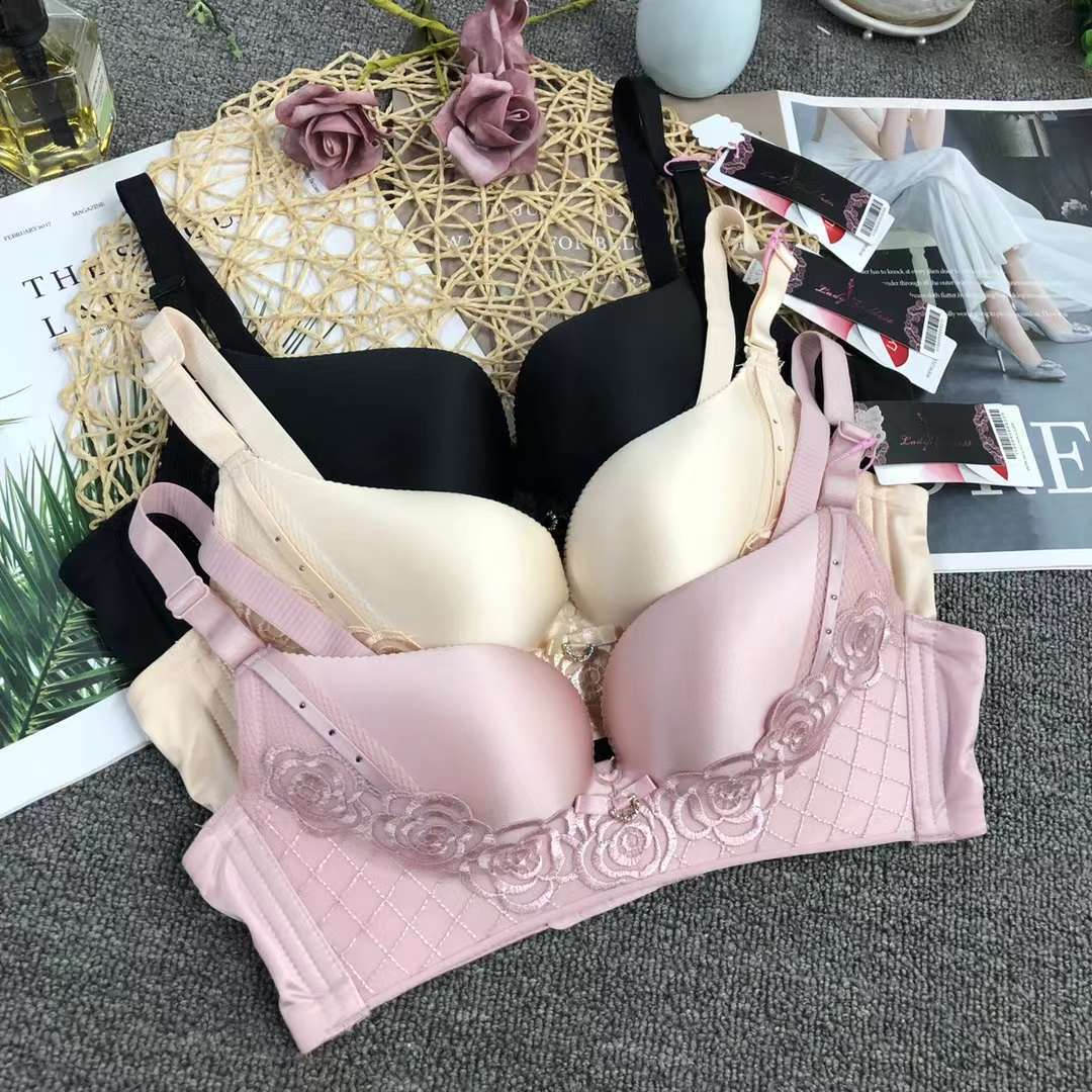 Filipina brillante ropa interior sin costuras de espesor medio de alta calidad push up multi-color multi-tamaño sujetador inalámbrico al por mayor