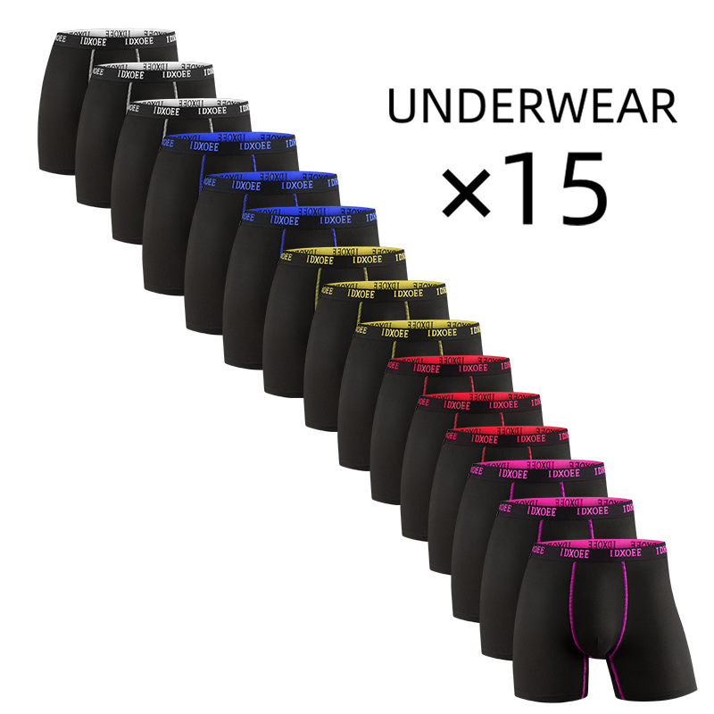 (15-Pack) Cross-Border Anti-Chafing Sports Boxer Briefs for Men, Long Breathable Anti-Bacterial Running Shorts (15-Pack) Cross-Border Anti-Chafing Sports Boxer Briefs for Men, Long Breathable Anti-Bacterial Running Shorts