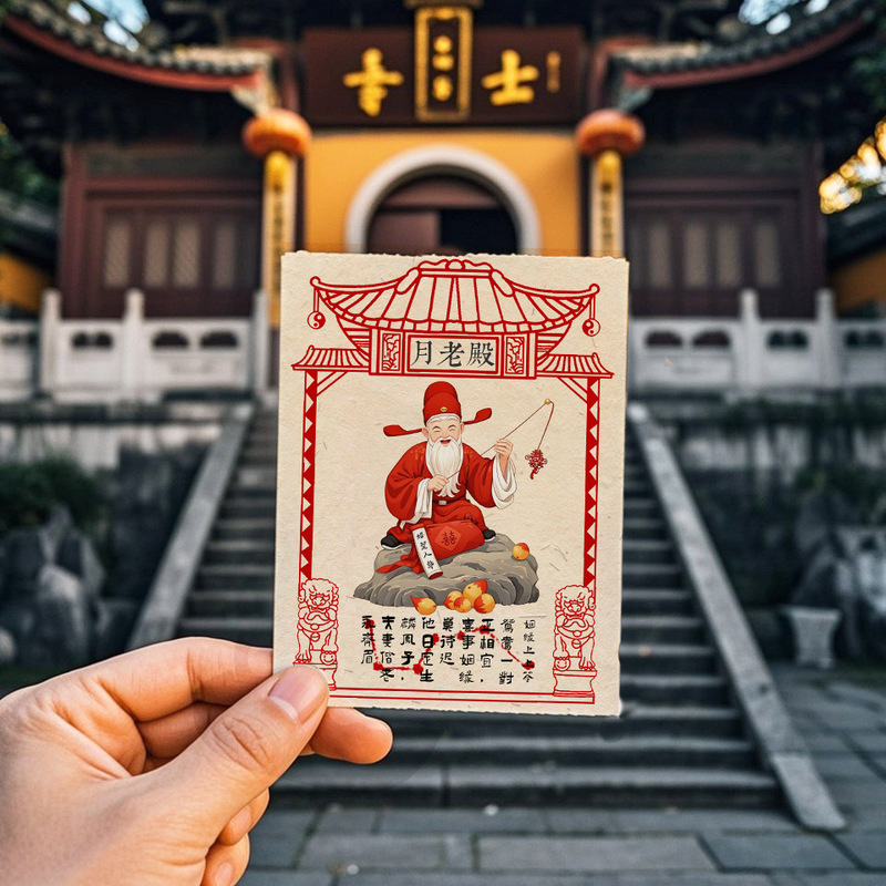 招桃花月老牵红线月老神像贴纸手机贴男女姻缘恋爱脱单找对象贴纸|undefined