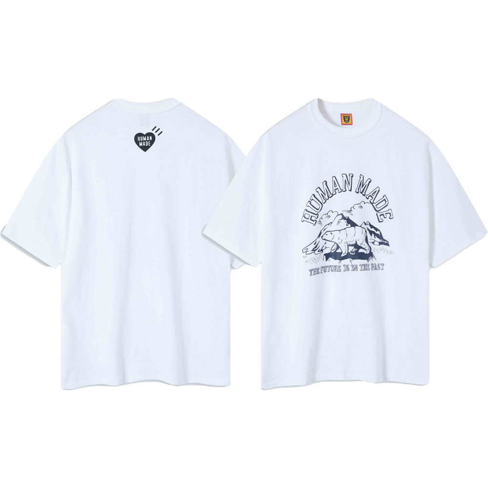 Marca de moda japonesa de bambú pesado algodón suelto pareja de hombre y mujer cilindro camiseta de manga corta media manga TEE