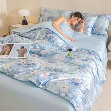 轻奢公主风新款数码印花简易款高级感单双人四件套夏凉被清爽透气