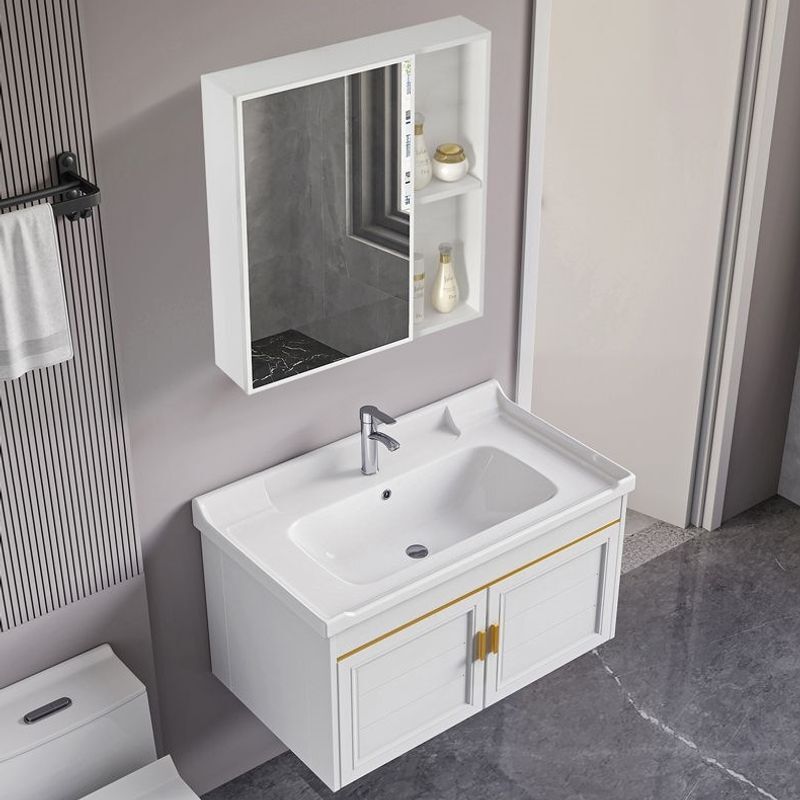 Minimalist bathroom cabinet set with ceramic rock slab washbasin, space aluminum bathroom toilet washbasin cabinet set, bestseller