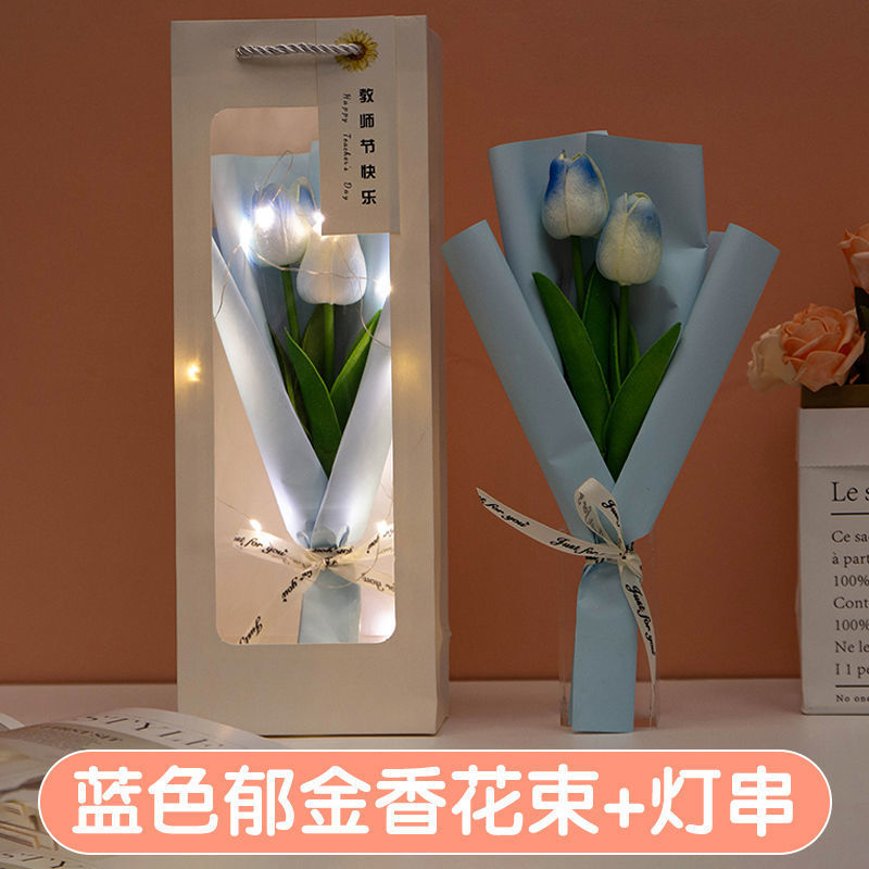 스승의 날 꽃다발-튤립 블루 + 스트링 라이트