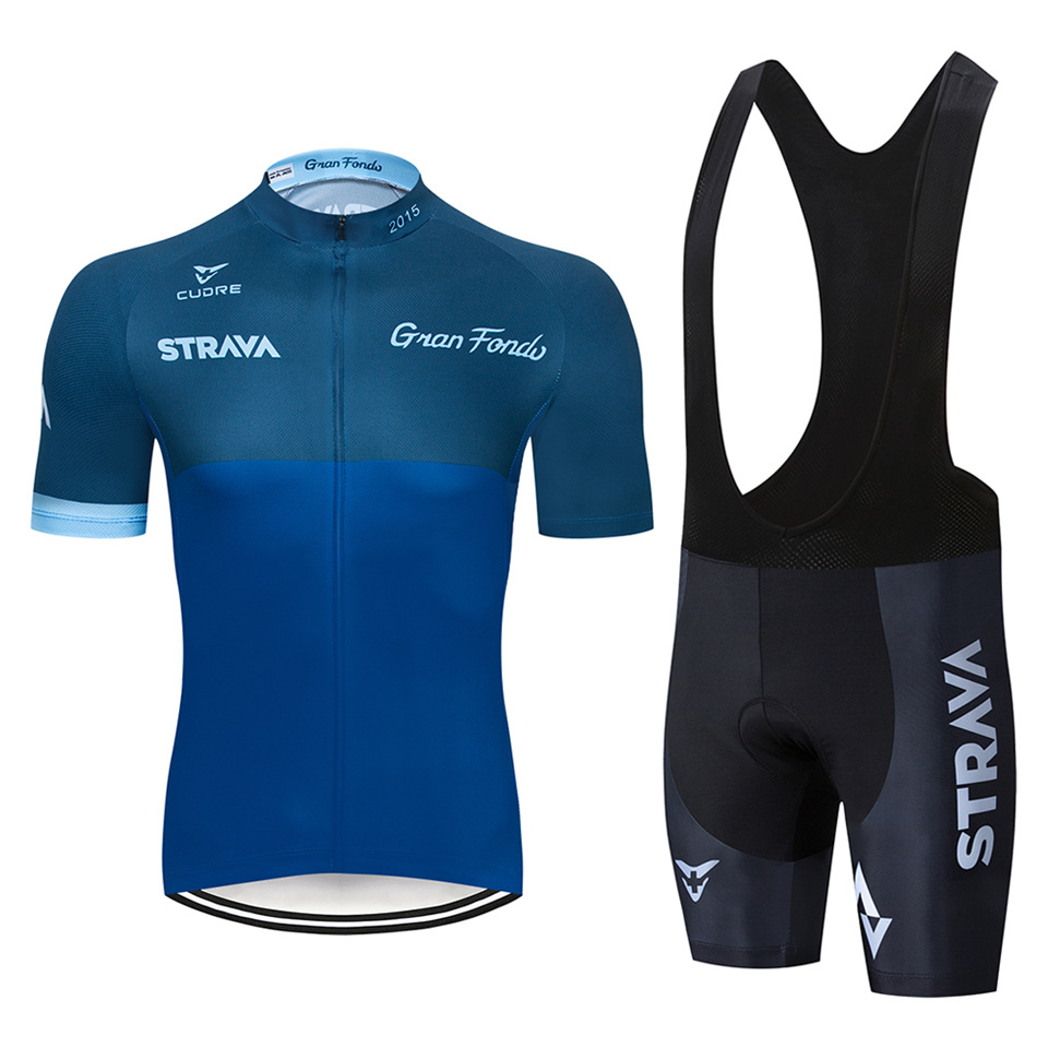 Conjunto de ropa de ciclismo STRAVA, tirantes cortos y camiseta de verano, transpirable y cómoda, lista para envío