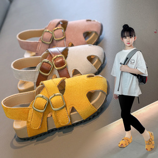 Little Girl Baotou Soft-Soled Boken Sandals 2025 Summer New Roman Sandals for Boys and Girls, Stylish Beach Sandals
