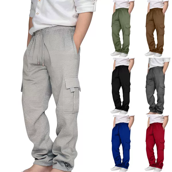 2024 Amazon Middle and Big Children's Casual Sports Fit Pants European and American Boys Multi-Pocket Drawstring Pants Pants