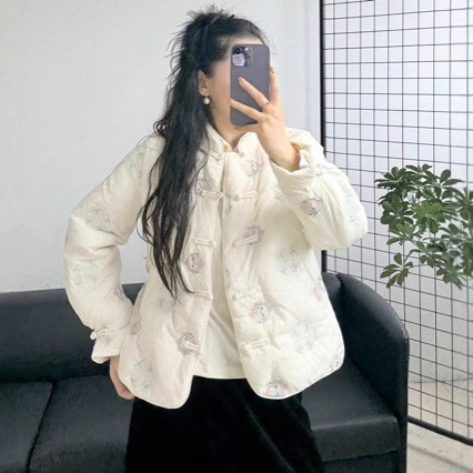 新中式立领盘扣刺绣羽绒服女2025秋冬季新款时尚气质轻薄保暖外套