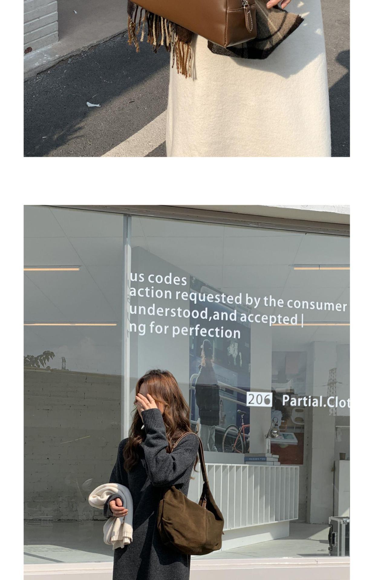 Polokragen Unterrock Herbst Winter, gepaart mit Mantel, lang knielang, fauler Stil, lockerer und dicker Pullover, gestrickt_voghion.com