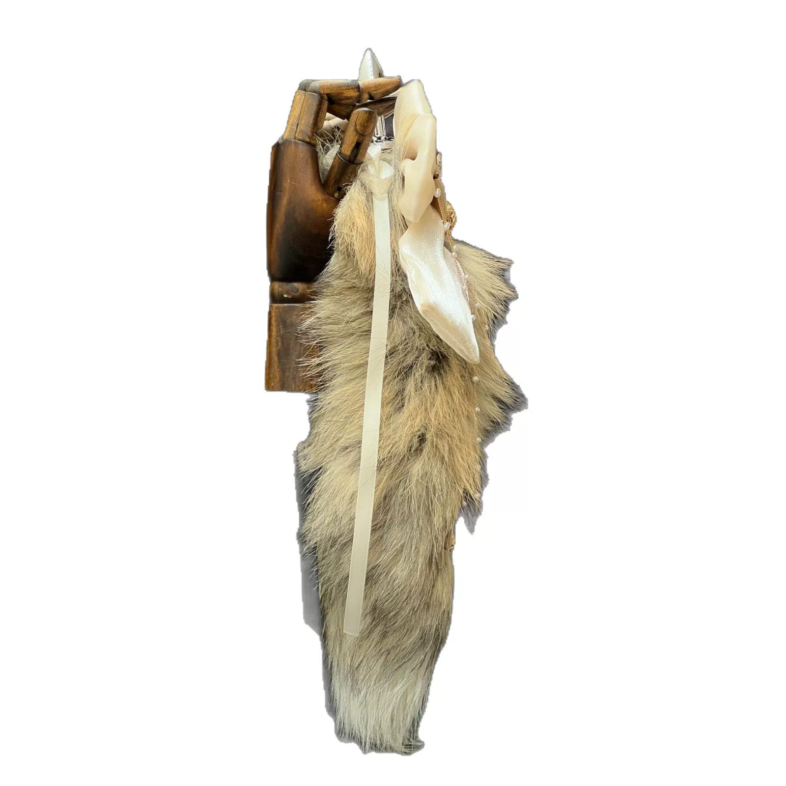 «Dune» 40см лисьийReal fur tail anal plug removable SM секс-игрушка бант колокольчик звенящий задний двор